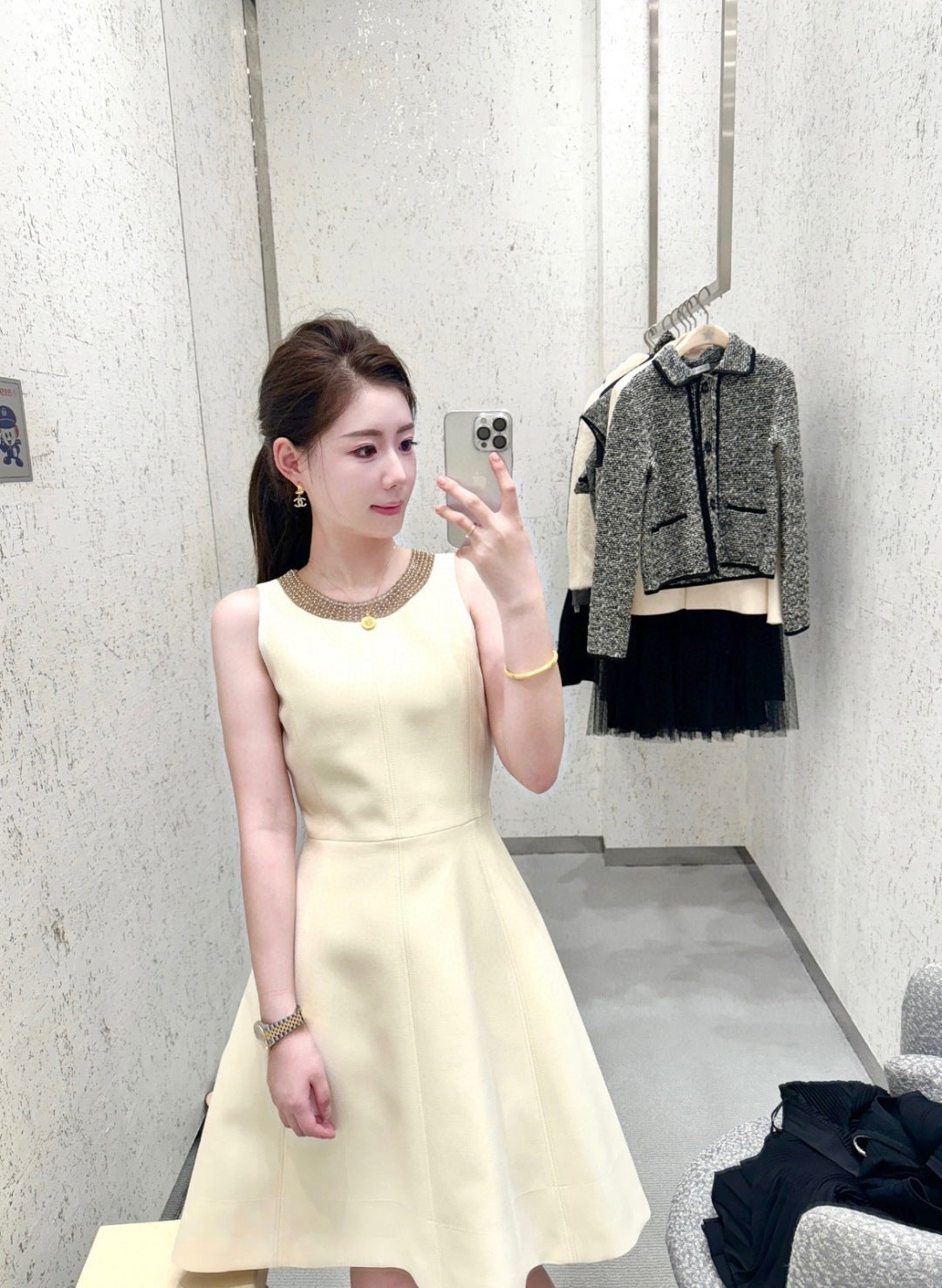 D*r 25ss pearls embroidered belted tunic dress