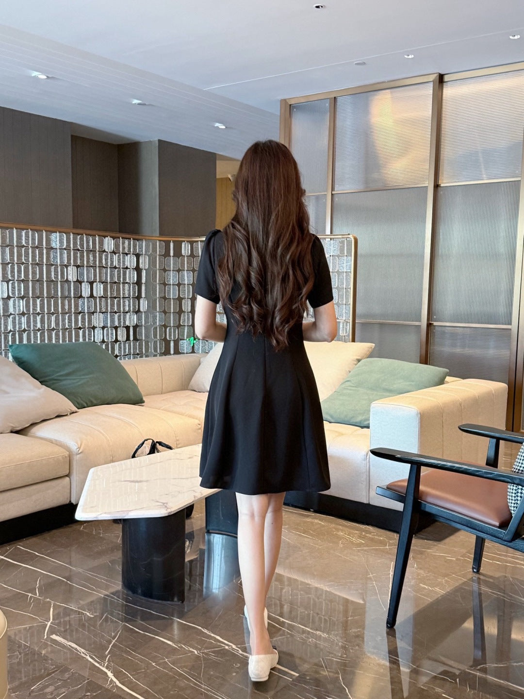 Valen* 25ss lace collar flared dress