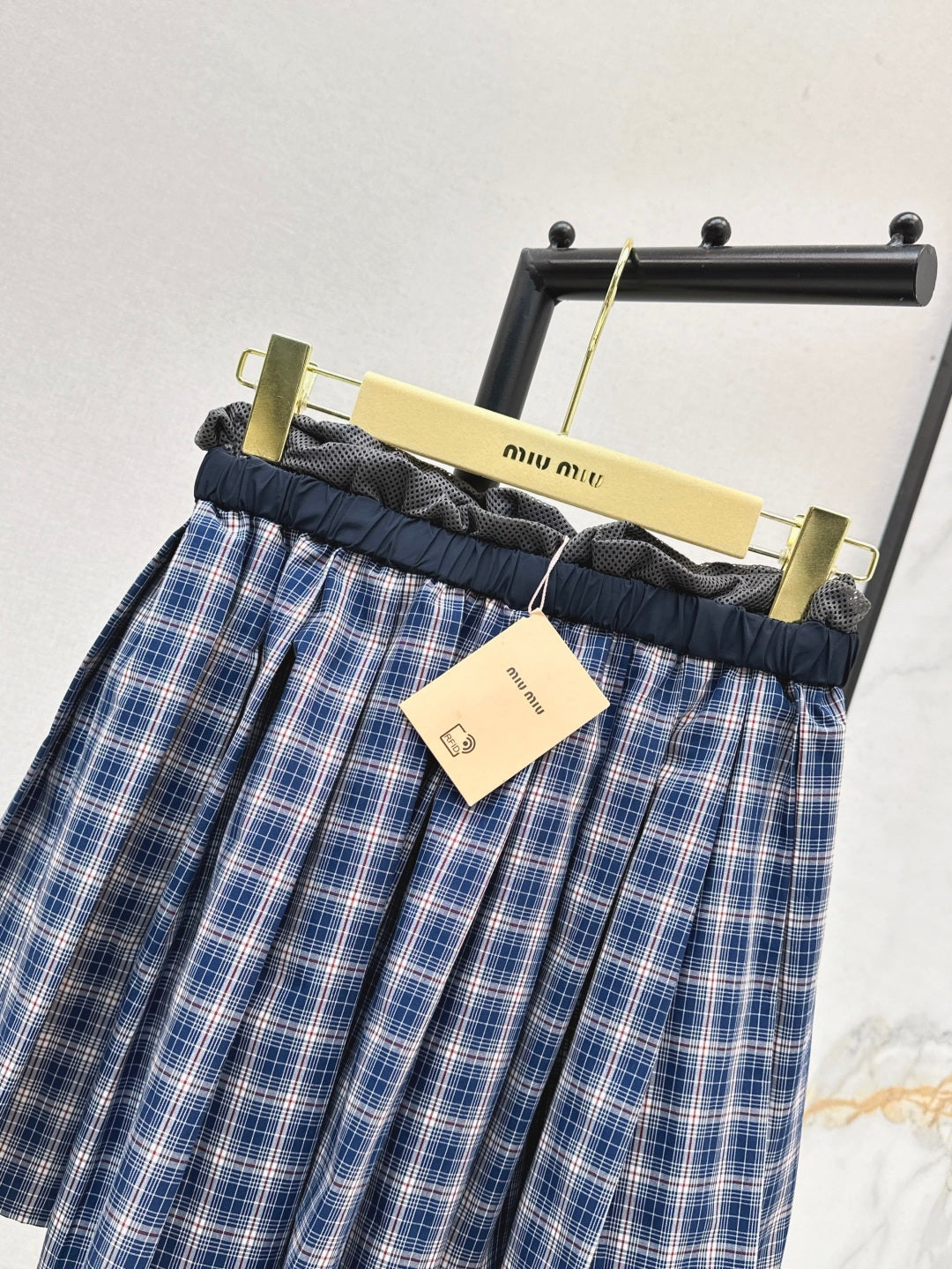 M*u 25ss check pleated miniskirt