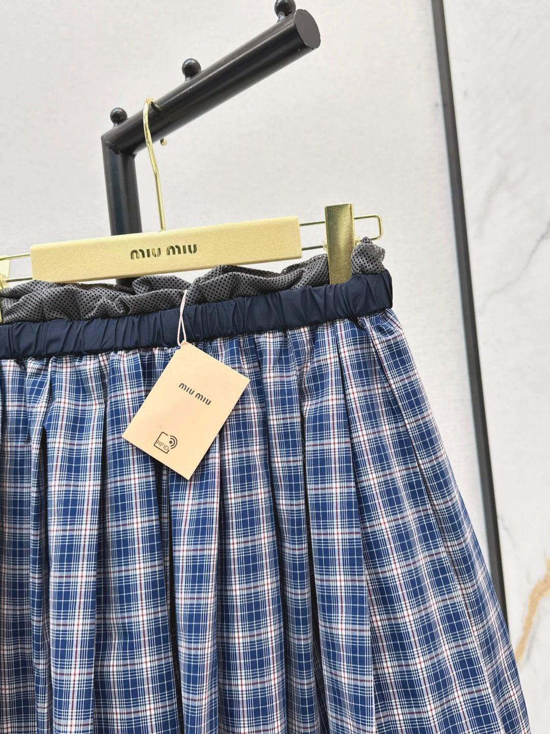 M*u 25ss check pleated miniskirt