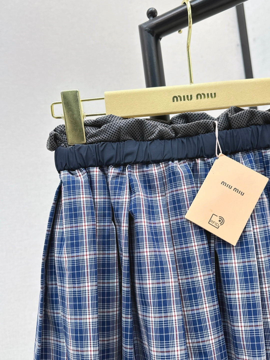 M*u 25ss check pleated miniskirt