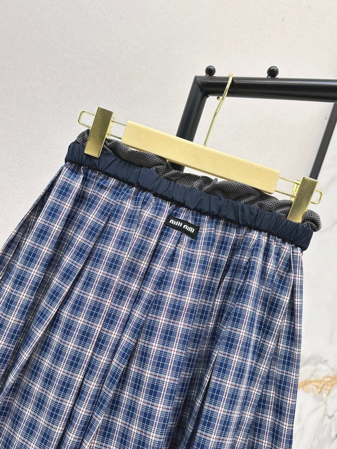 M*u 25ss check pleated miniskirt