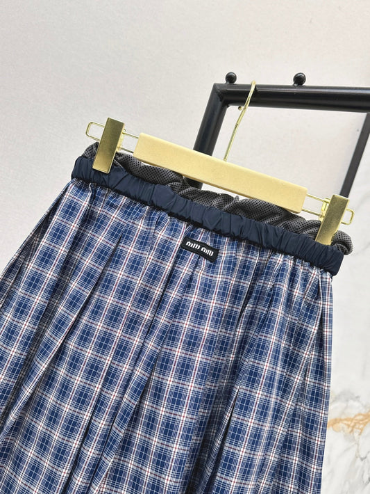 M*u 25ss check pleated miniskirt