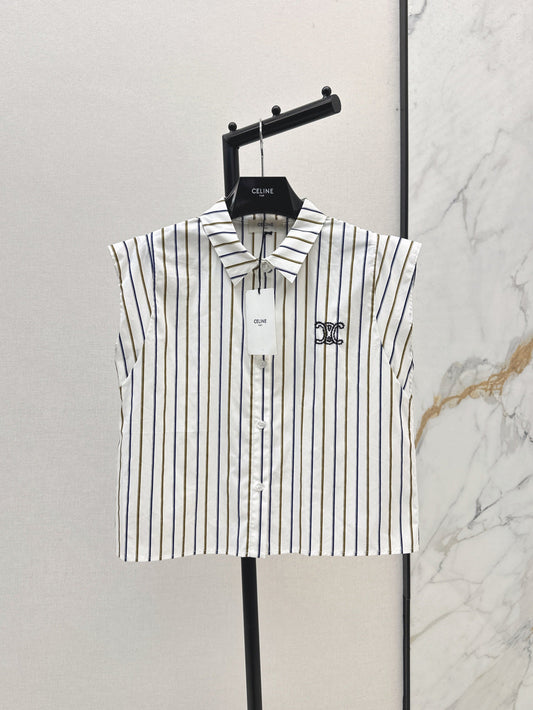 Cel* 25ss striped sleeveless shirt