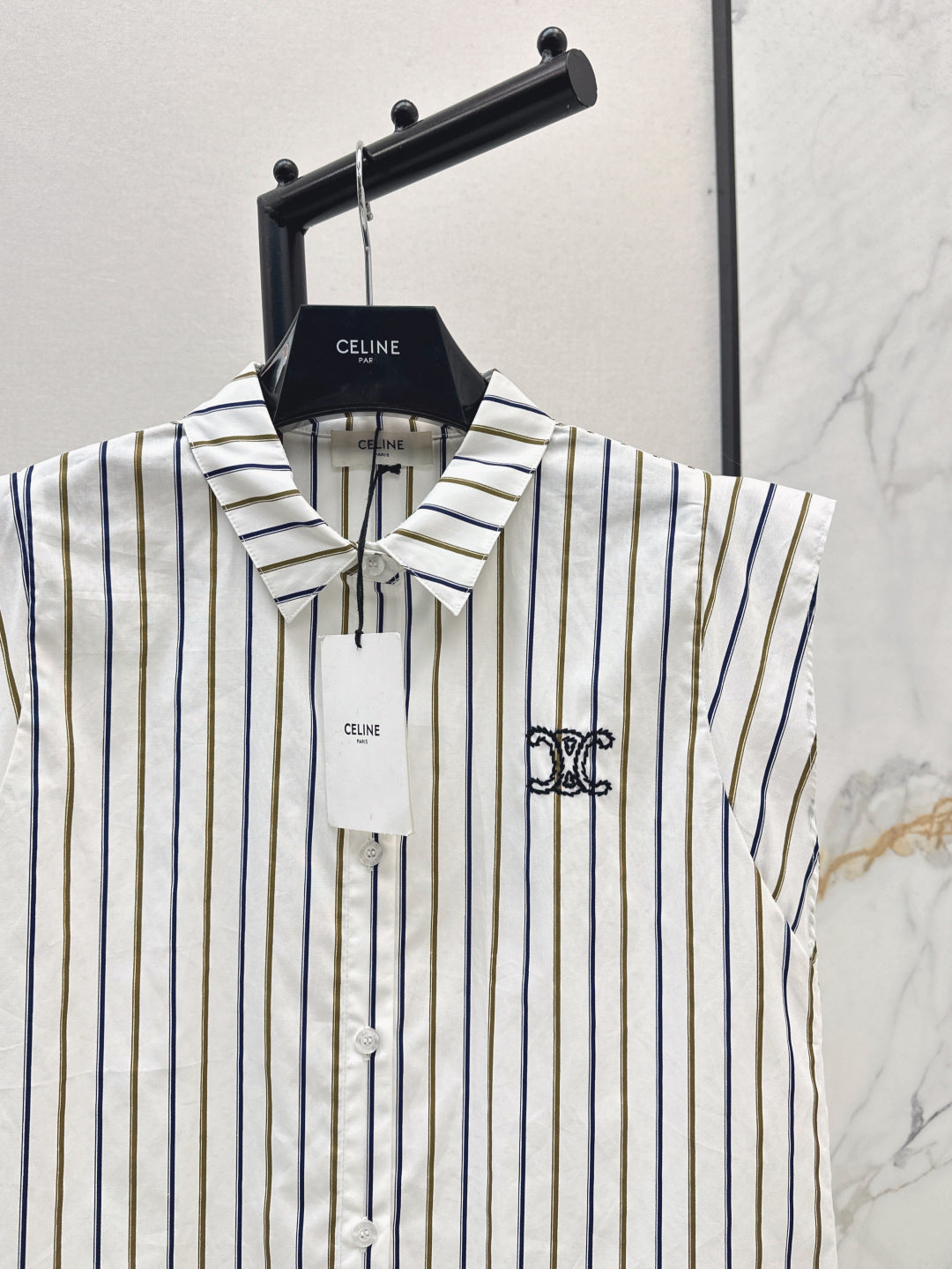 Cel* 25ss striped sleeveless shirt