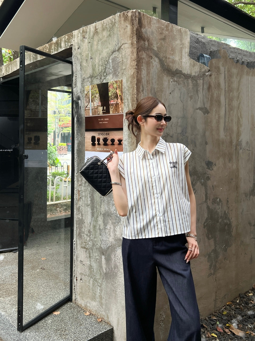 Cel* 25ss striped sleeveless shirt