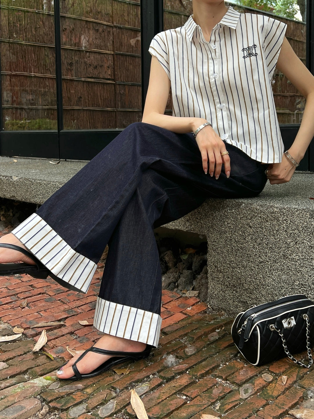 Cel* 25ss Rolled-up straight jeans