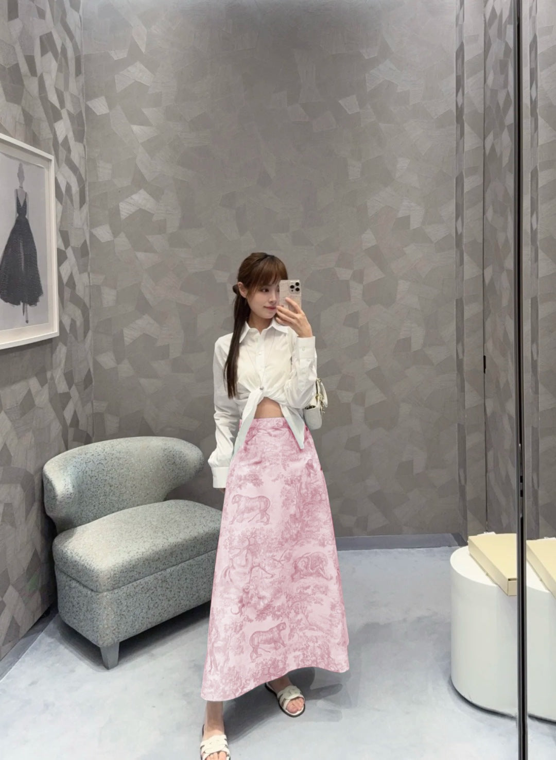 D*r 25ss mid-length flared skirt with buttons side