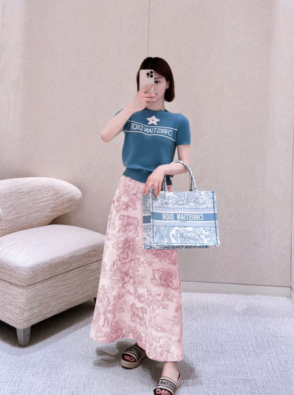 D*r 25ss mid-length flared skirt with buttons side