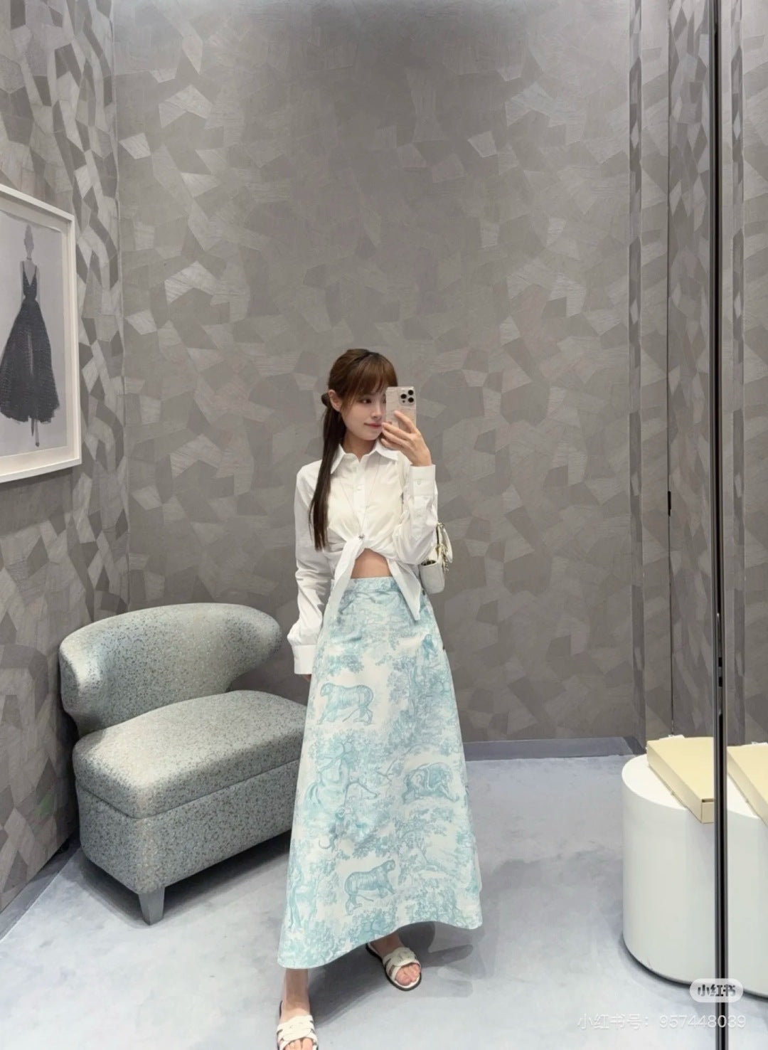 D*r 25ss mid-length flared skirt with buttons side