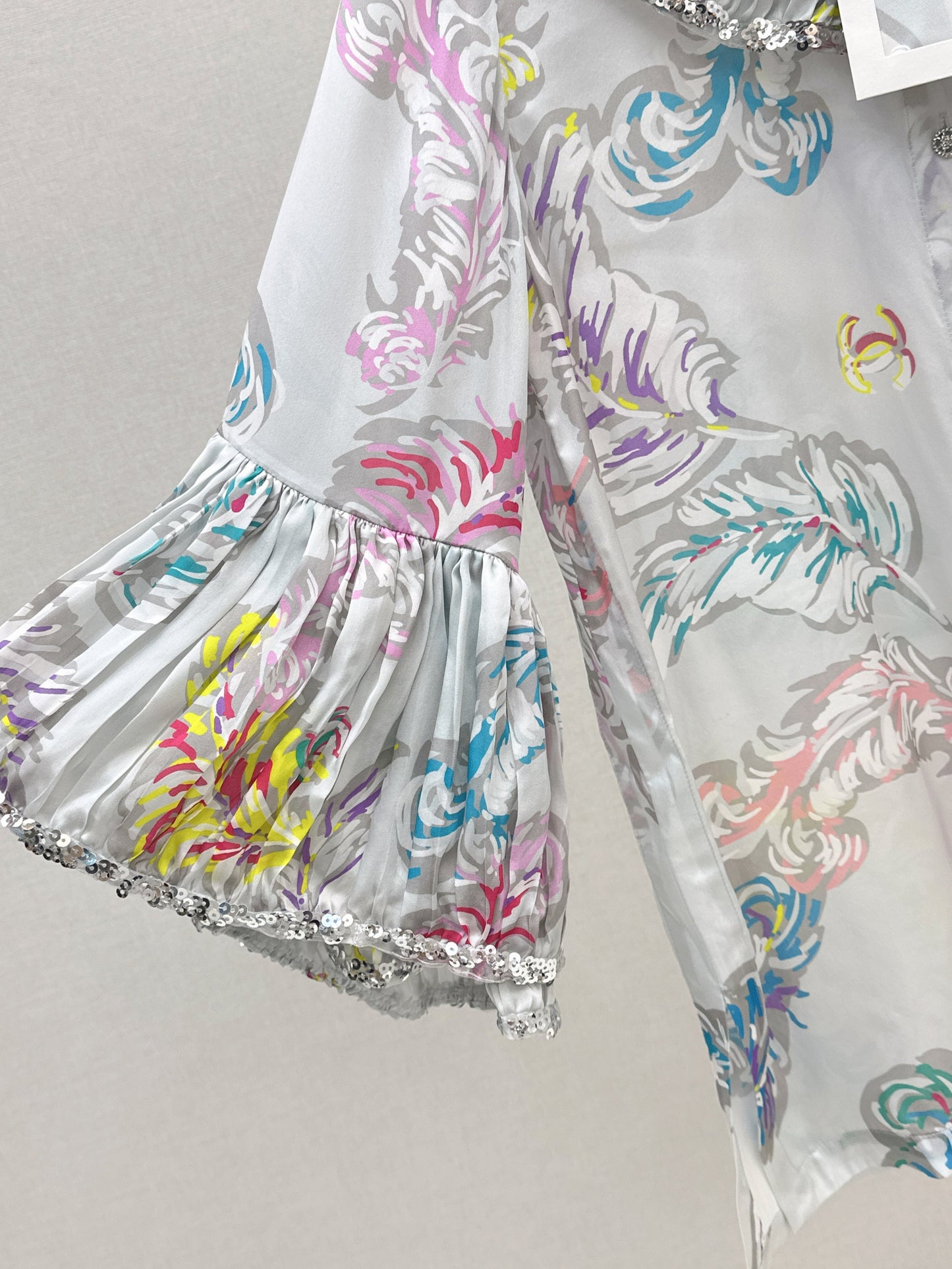 C*nel 25ss embroidered printed silk blouse