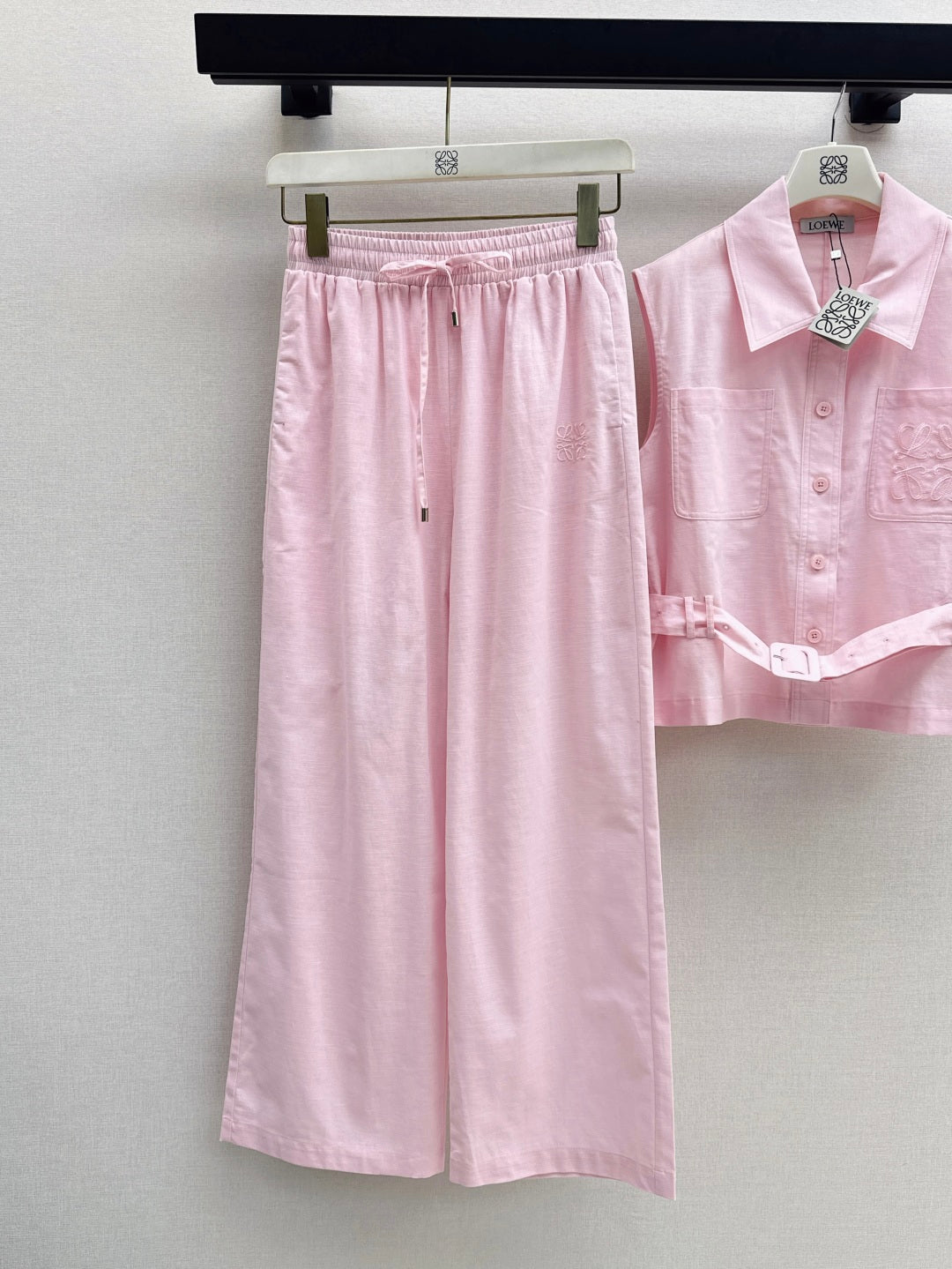 Loe* 25ss embroidered vest and pants set