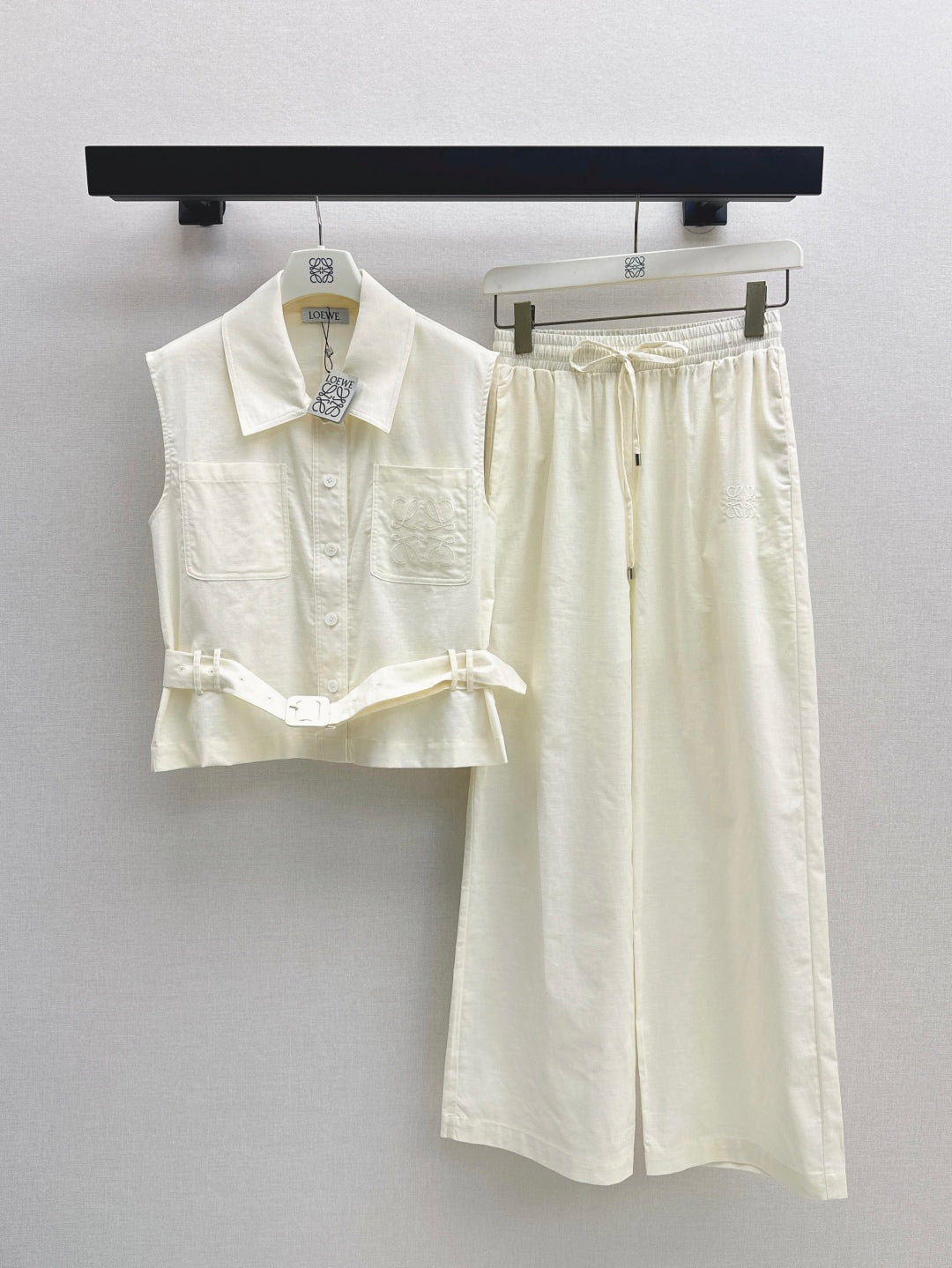 Loe* 25ss embroidered vest and pants set