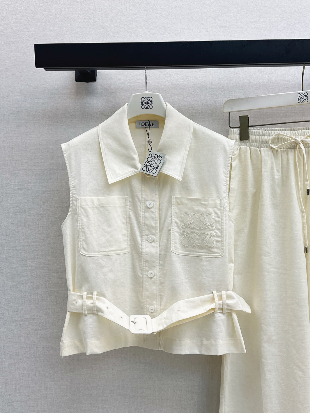 Loe* 25ss embroidered vest and pants set