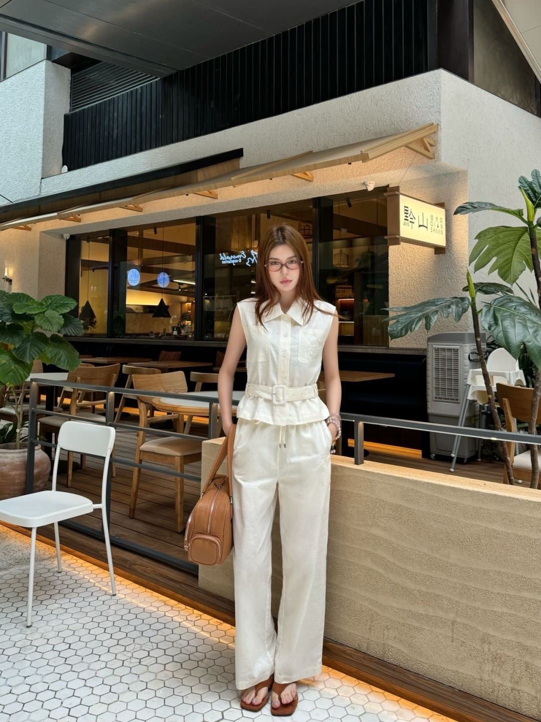 Loe* 25ss embroidered vest and pants set