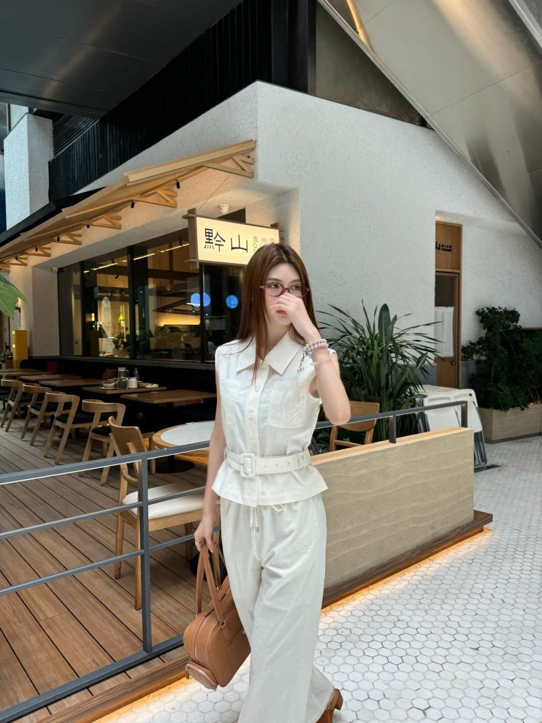 Loe* 25ss embroidered vest and pants set