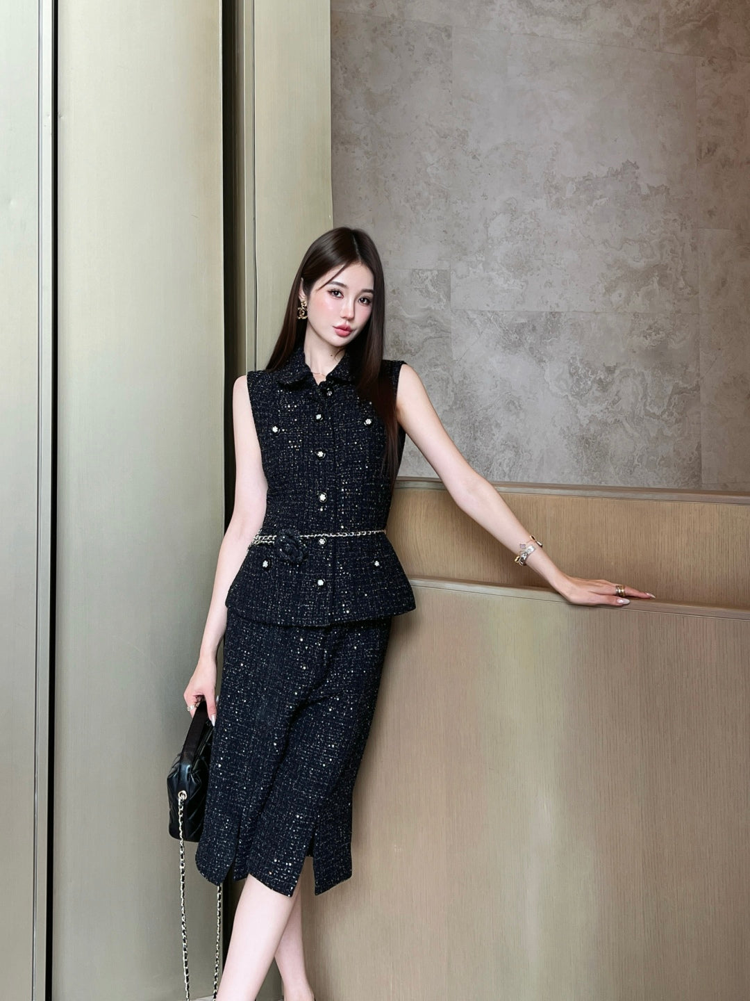 C*nel 25ss glittered tweed suit