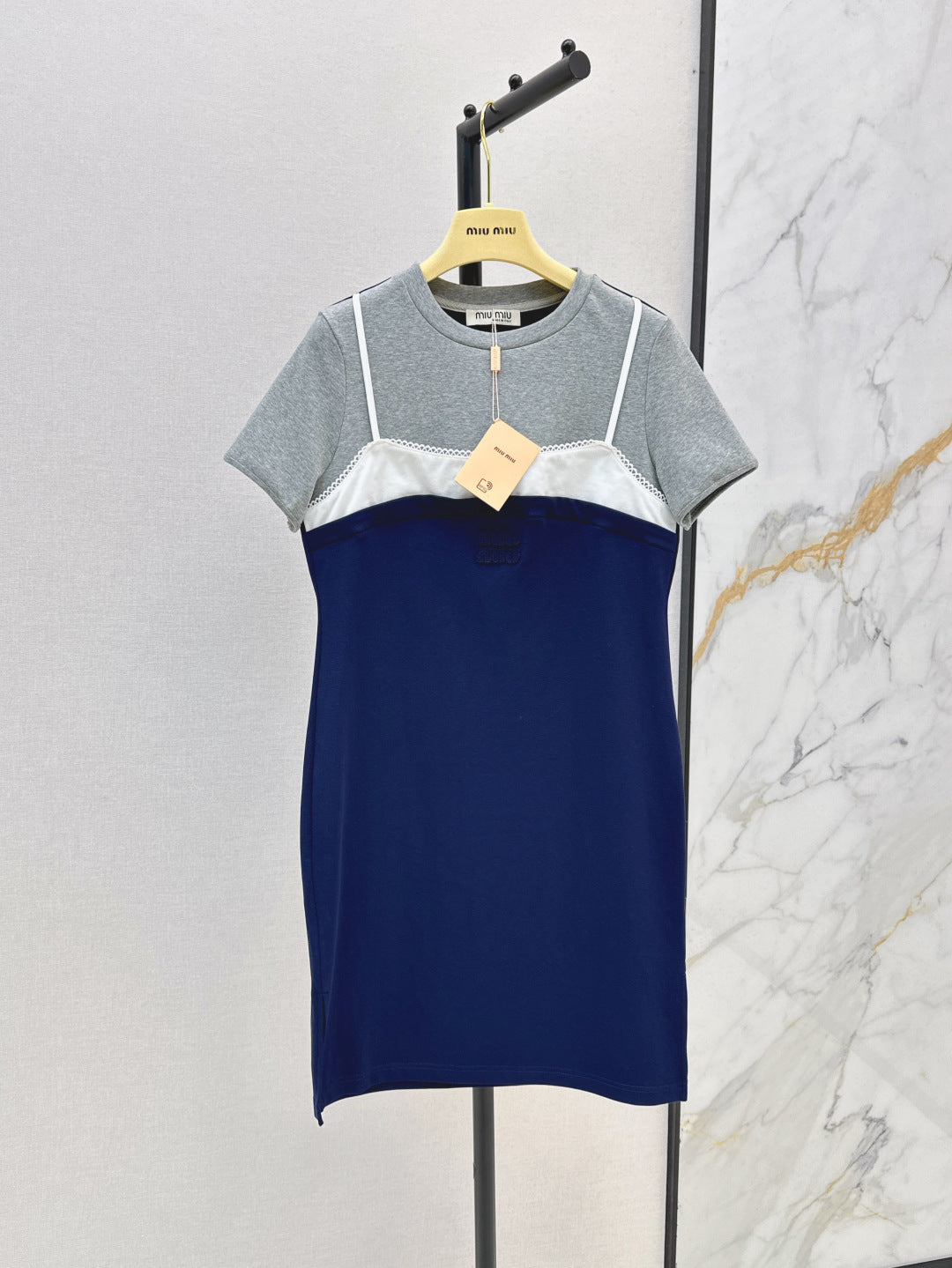 M*u 25ss fake two-pieces set tee dress