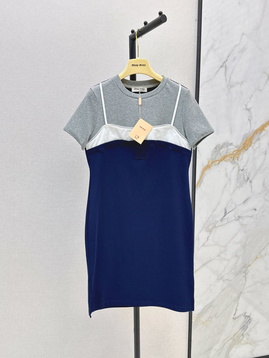 M*u 25ss fake two-pieces set tee dress