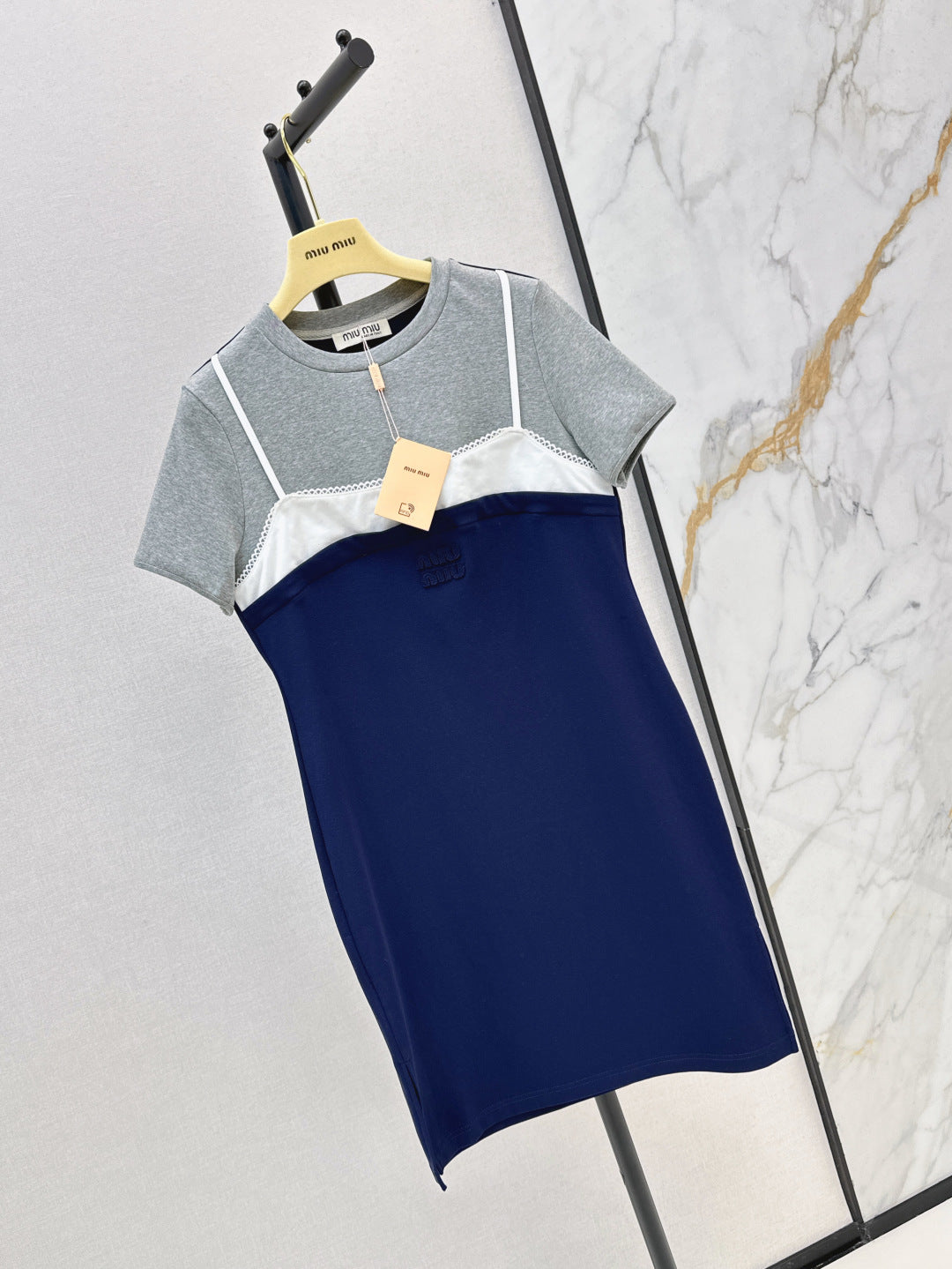 M*u 25ss fake two-pieces set tee dress