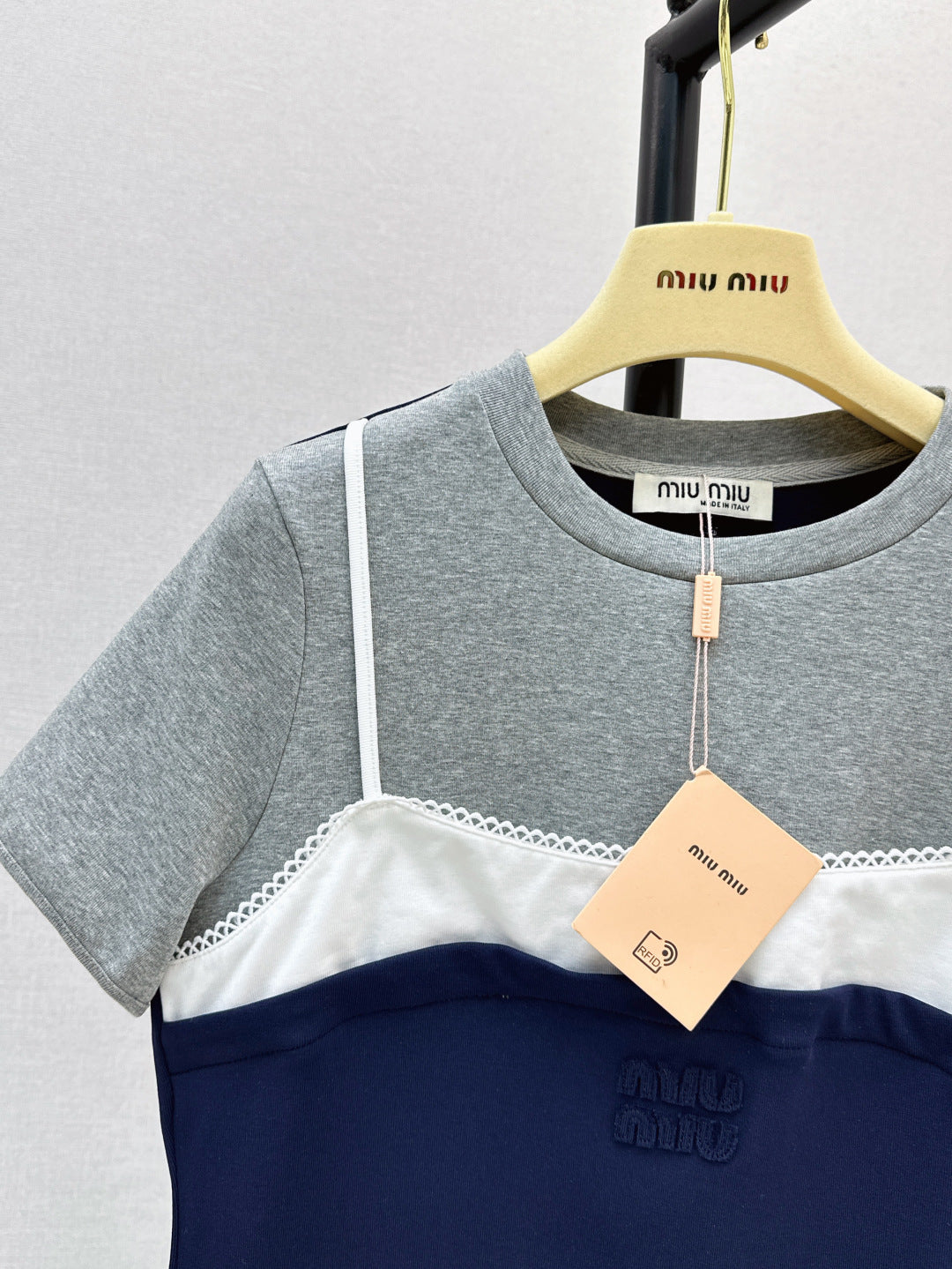 M*u 25ss fake two-pieces set tee dress