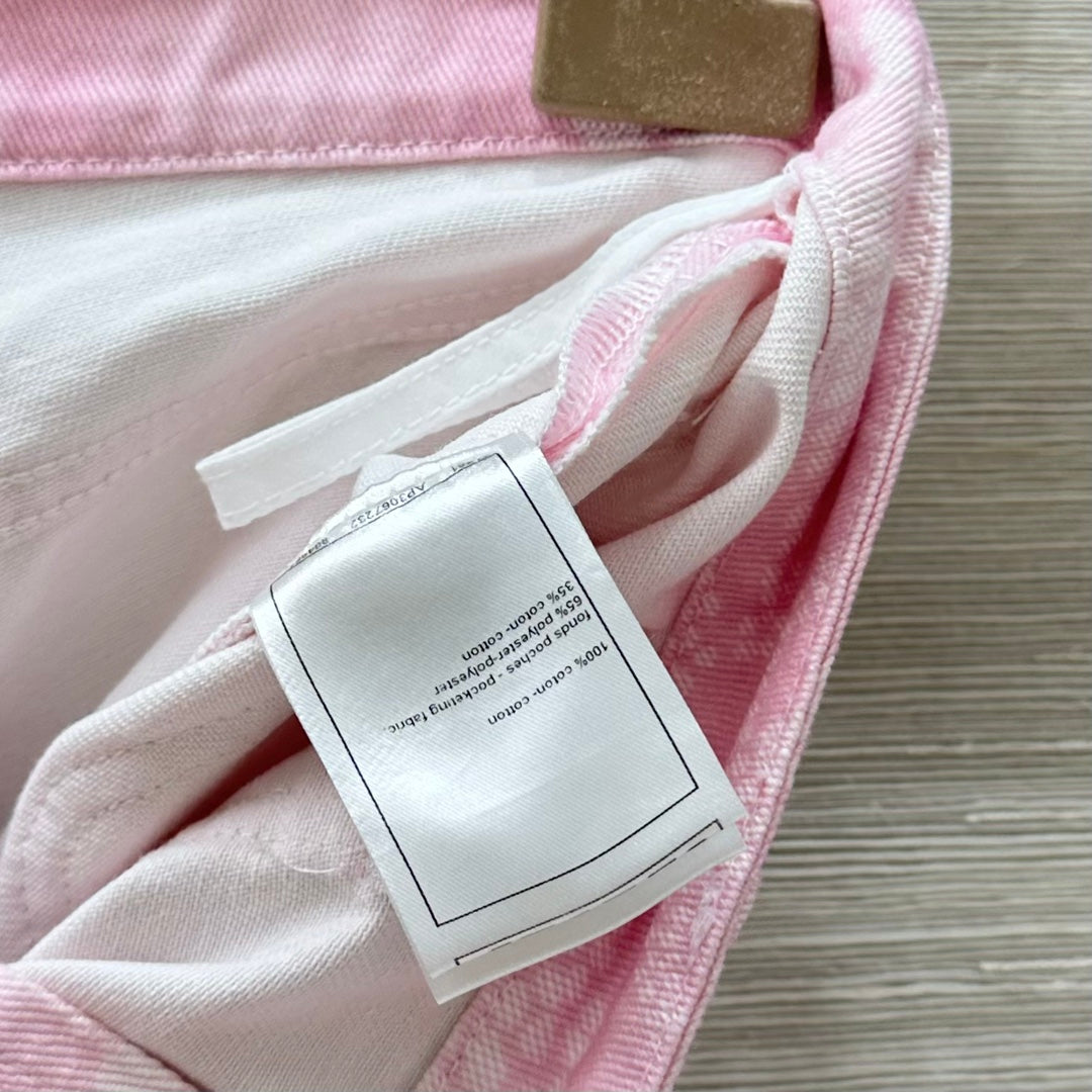 C*nel 25ss pearl chain printed denim shorts