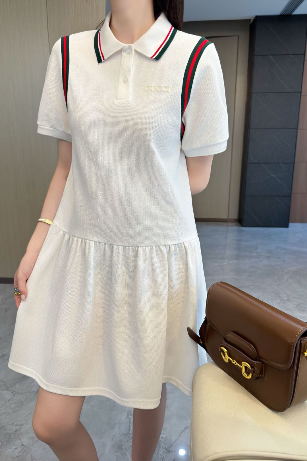 Gu* 25ss polo dress with web