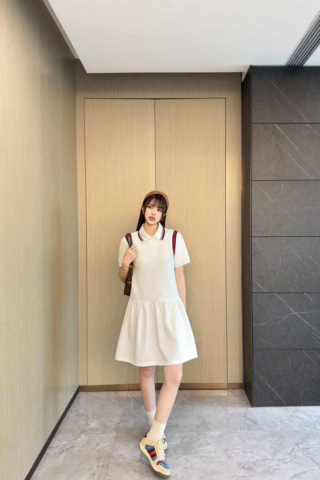 Gu* 25ss polo dress with web