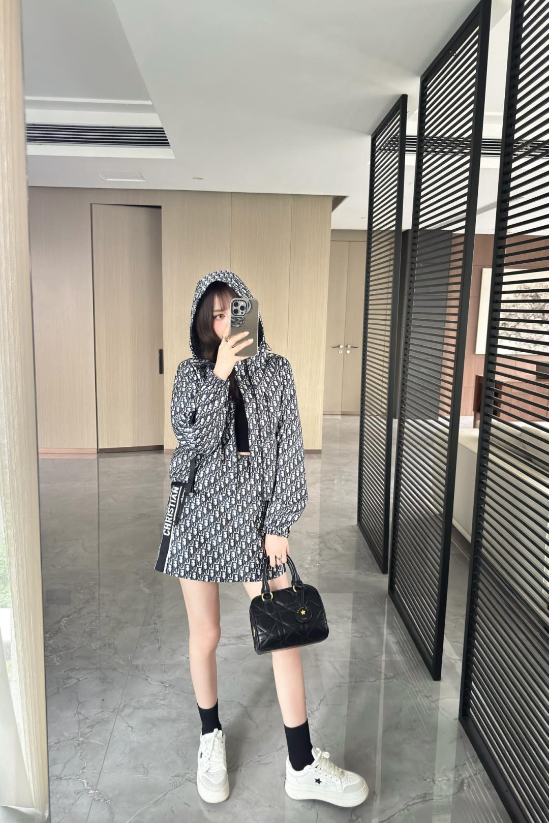 D*r 25ss oblique jacquard miniskirt