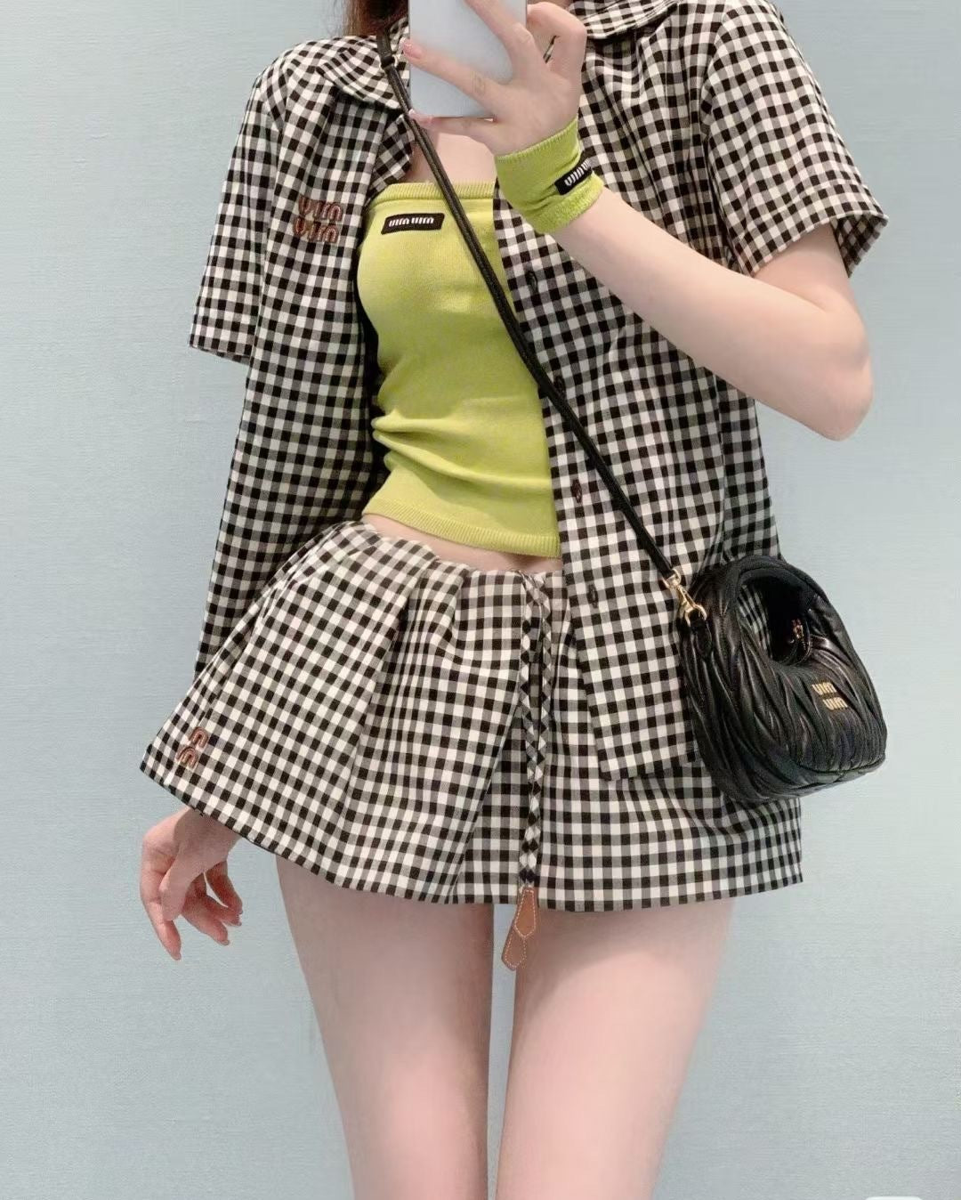 M*u 25ss checked cotton suit