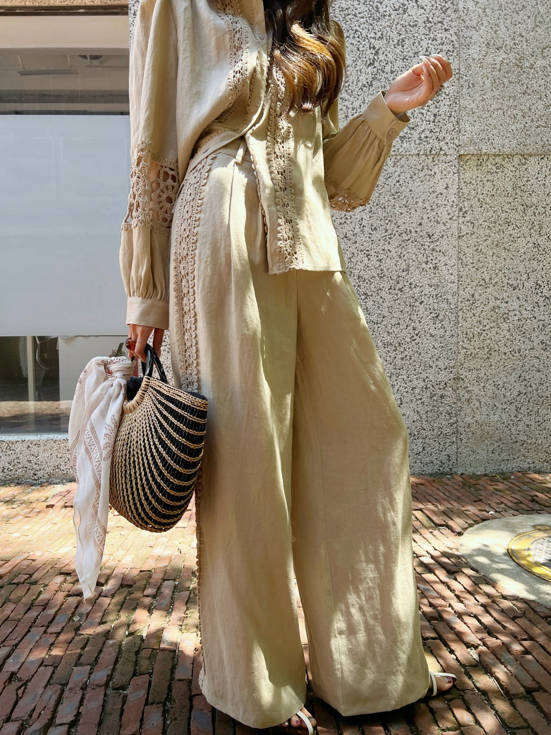 Zim* 25ss embroidered linen pants