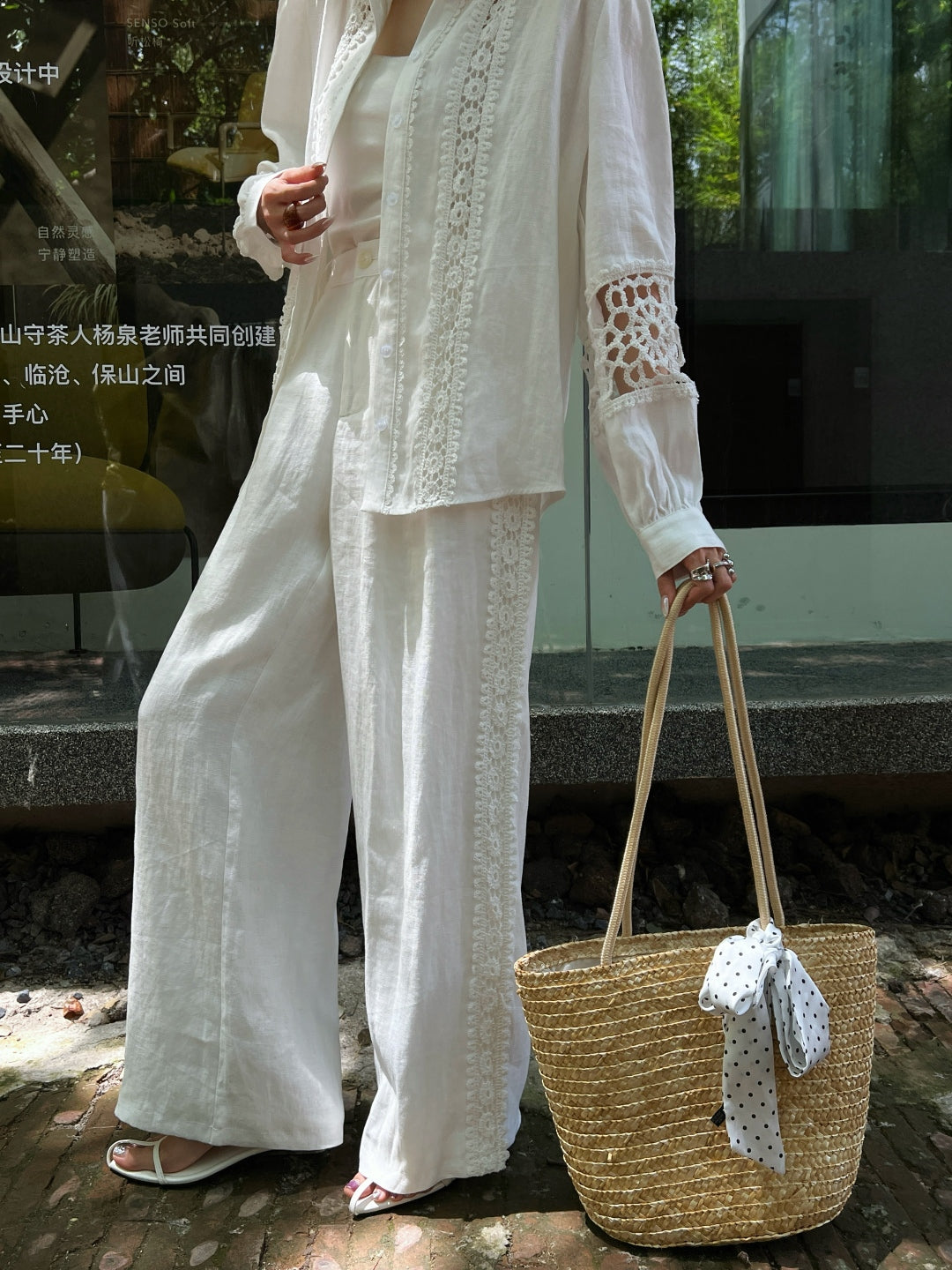Zim* 25ss embroidered linen pants