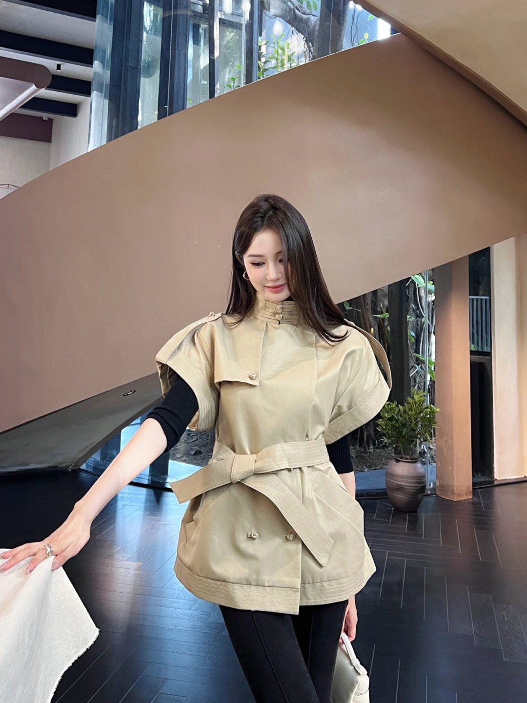 D*r 25ss cropped trench coat