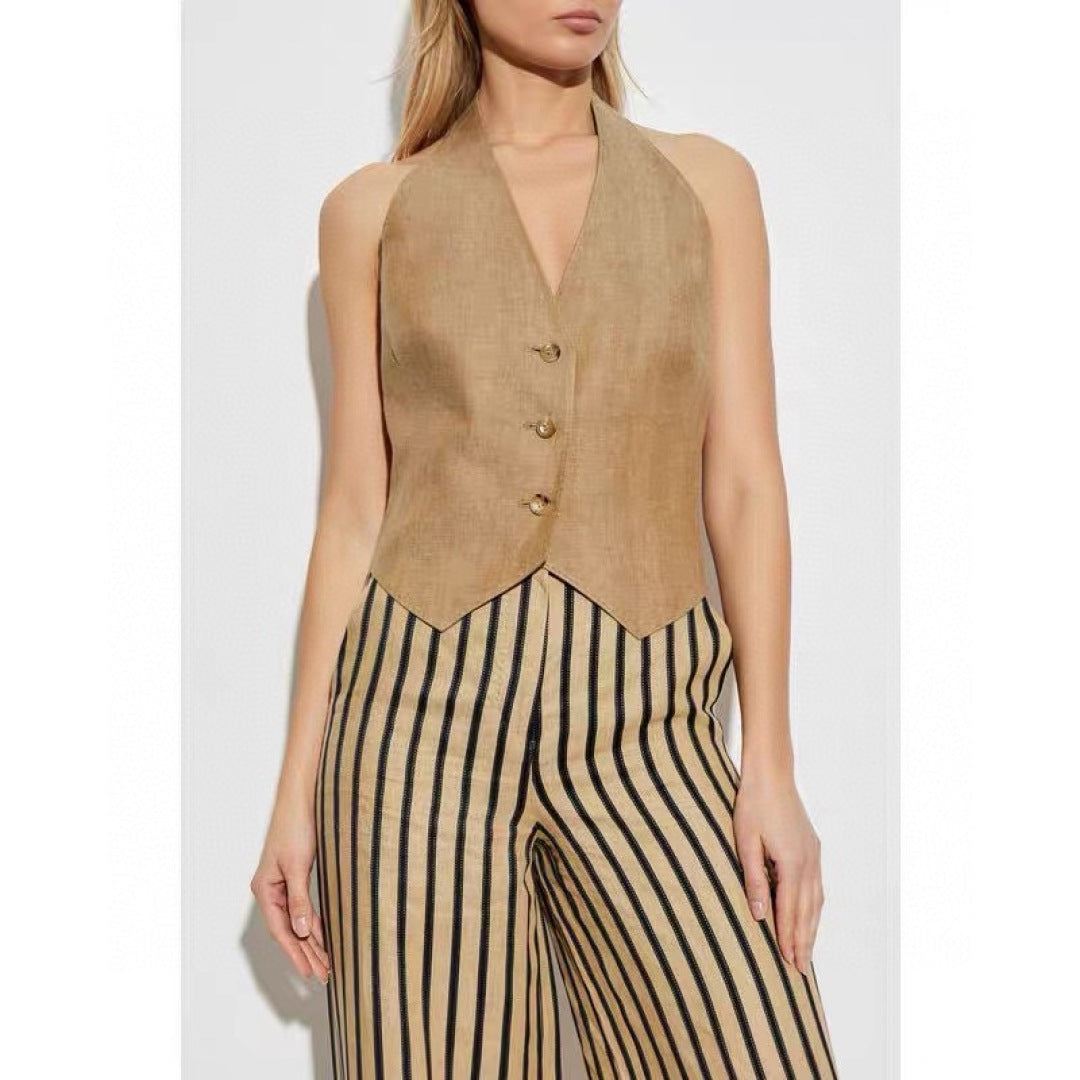 MaxM* 25ss linen halter vest