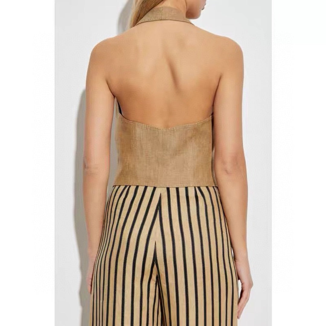 MaxM* 25ss linen halter vest