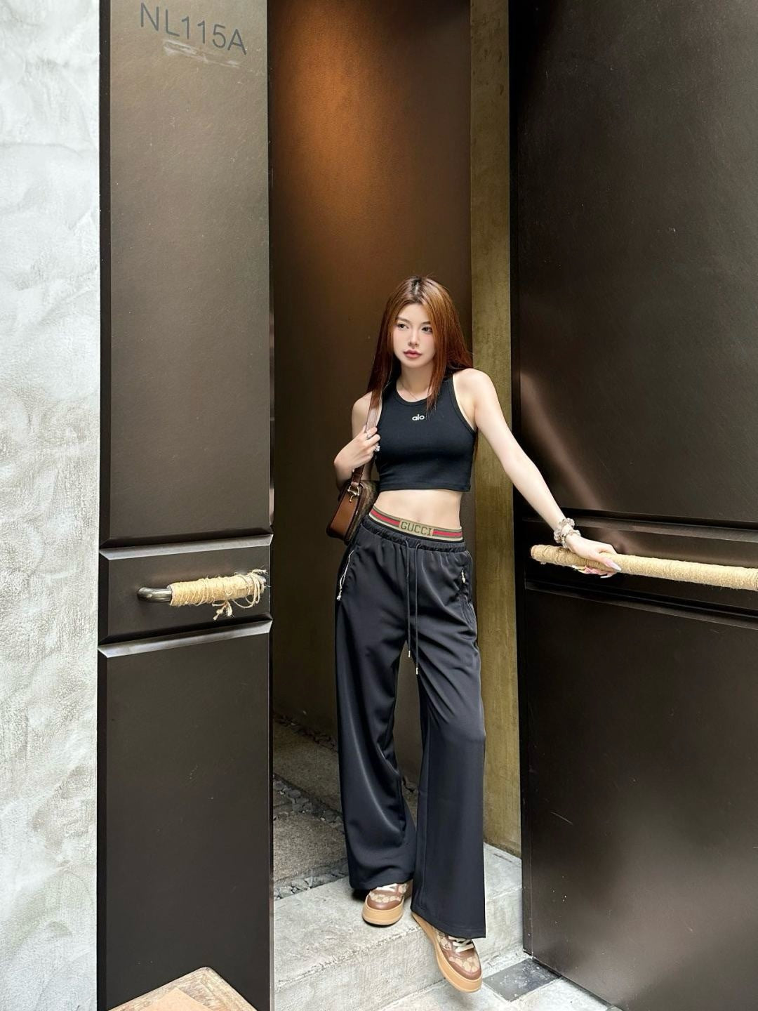 Gu* 25ss drawstring pants with web