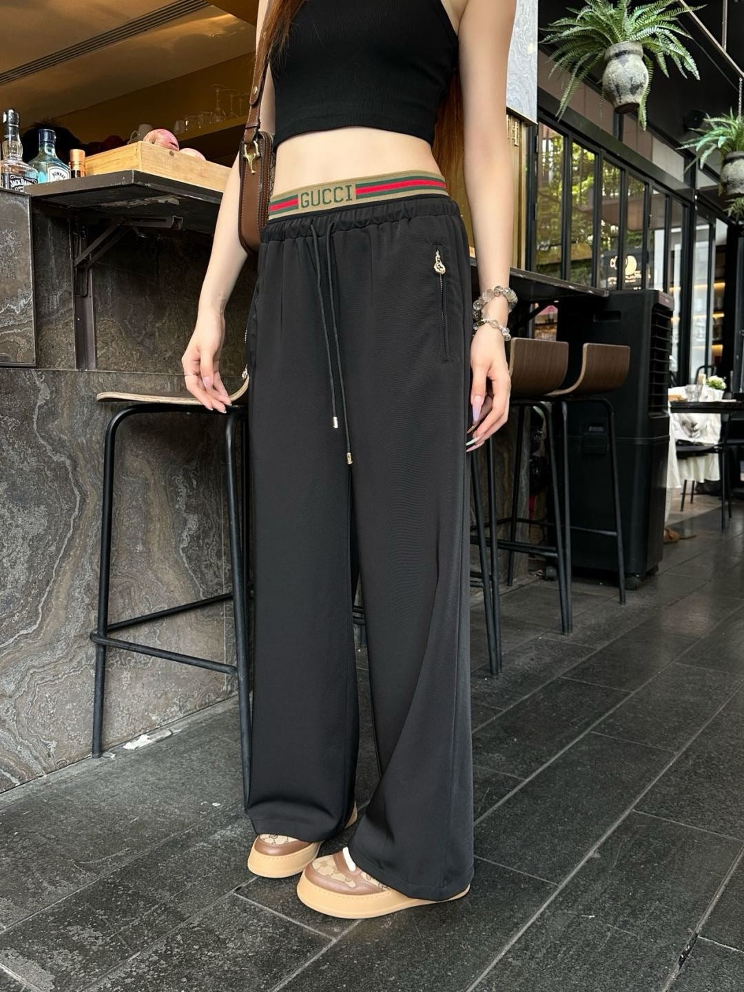Gu* 25ss drawstring pants with web