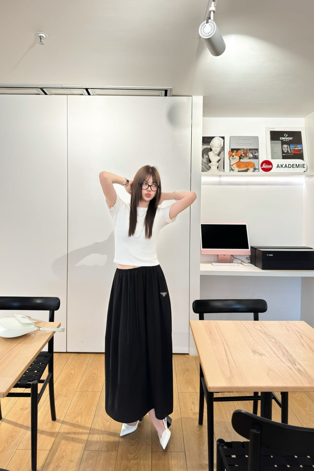 Pra* 25ss drawstring flared skirts