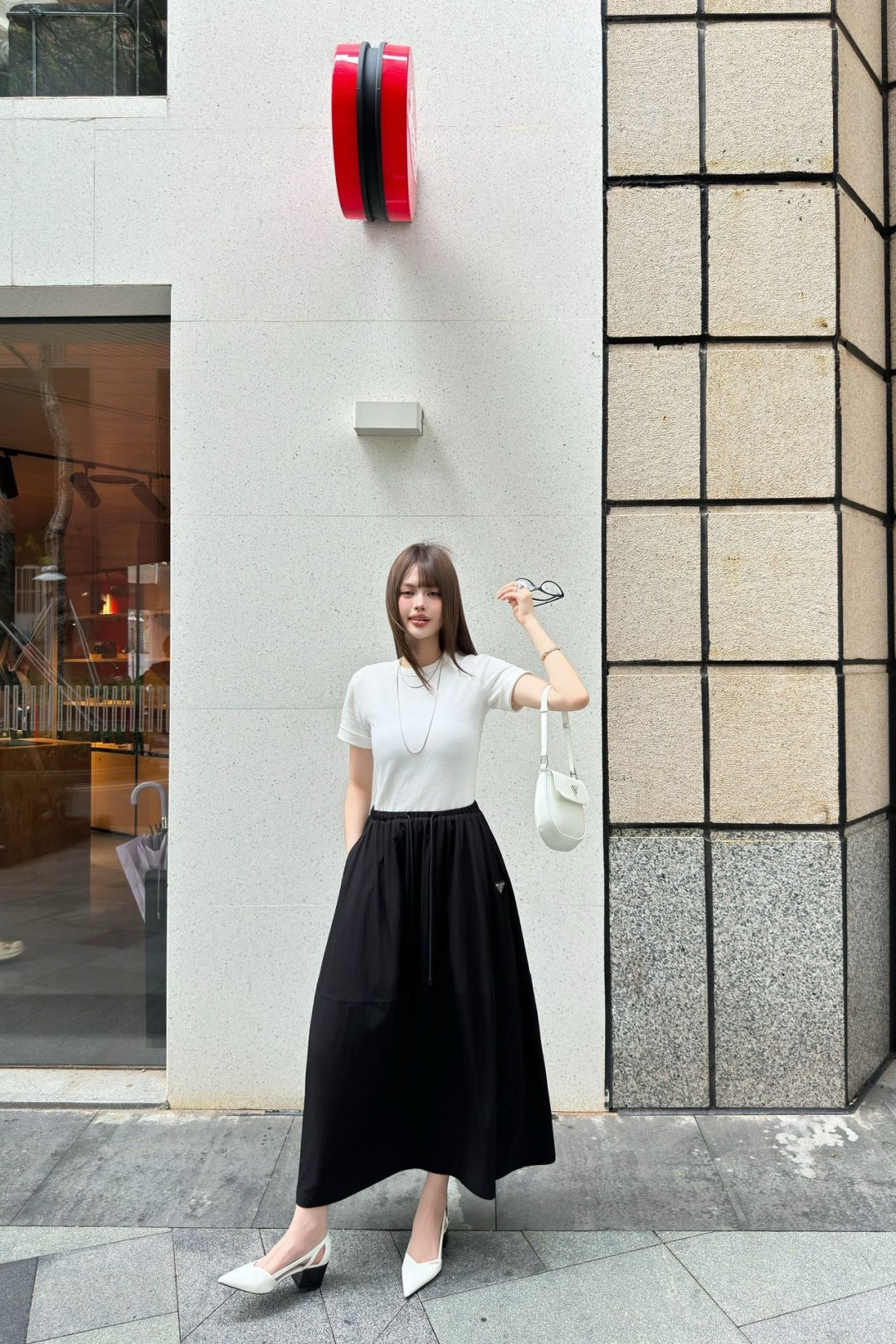 Pra* 25ss drawstring flared skirts