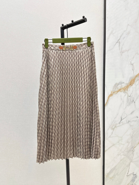 Gu* 25ss GG pleated skirt with horsebit