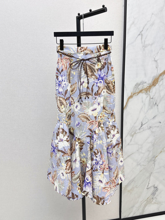 Zim* 25ss floral printed pencil skirt