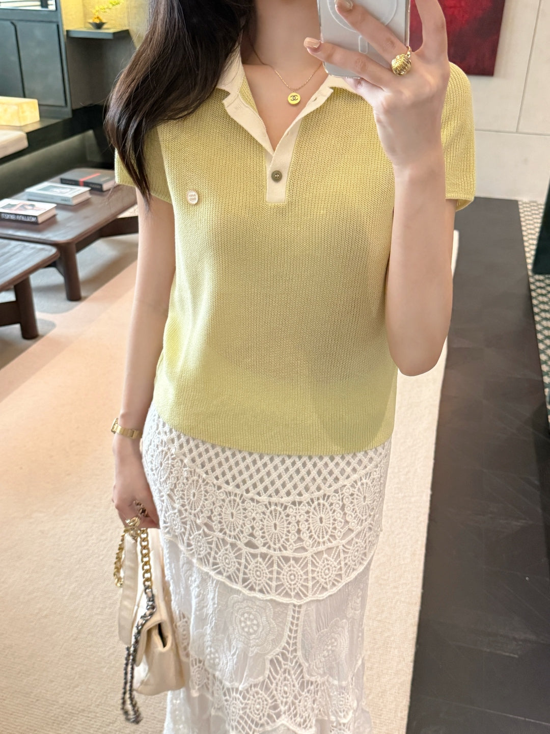 M*u 25ss knitted polo shirt