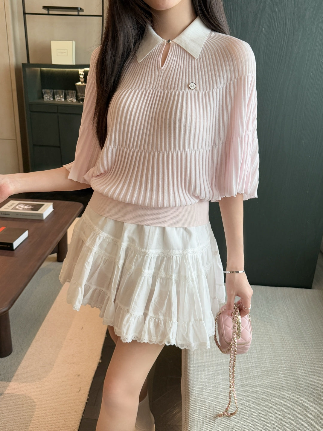 M*u 25ss knitted cape top