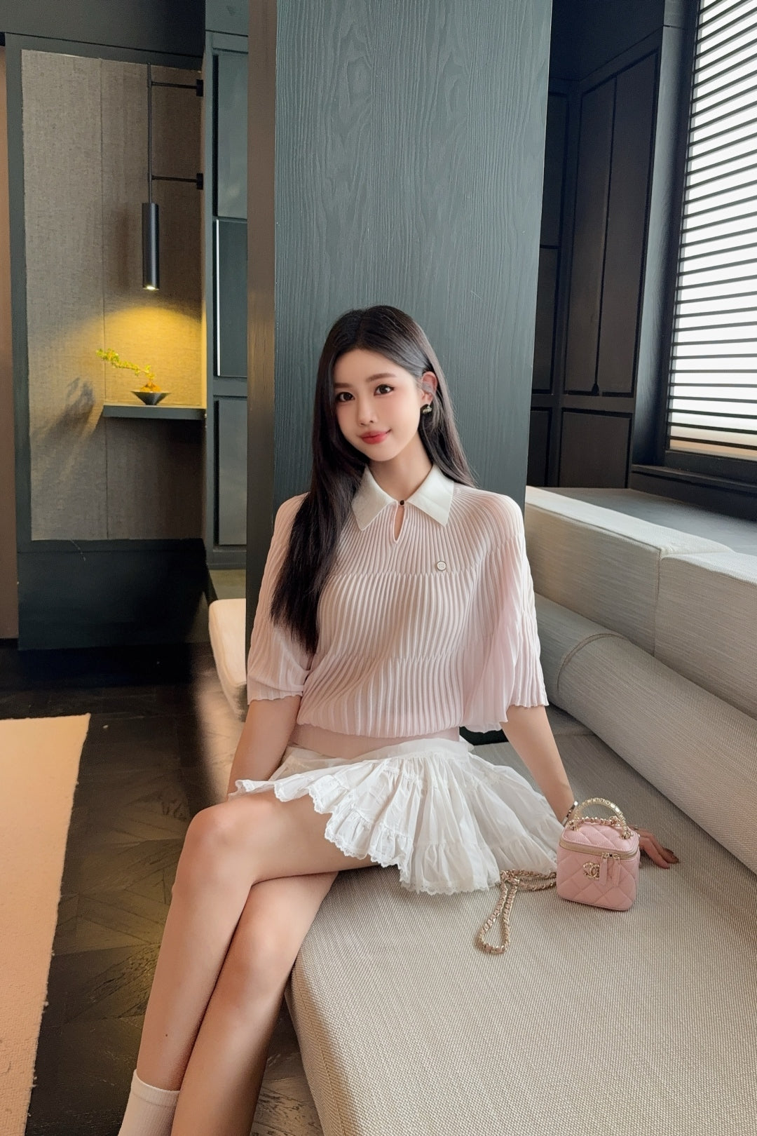 M*u 25ss knitted cape top