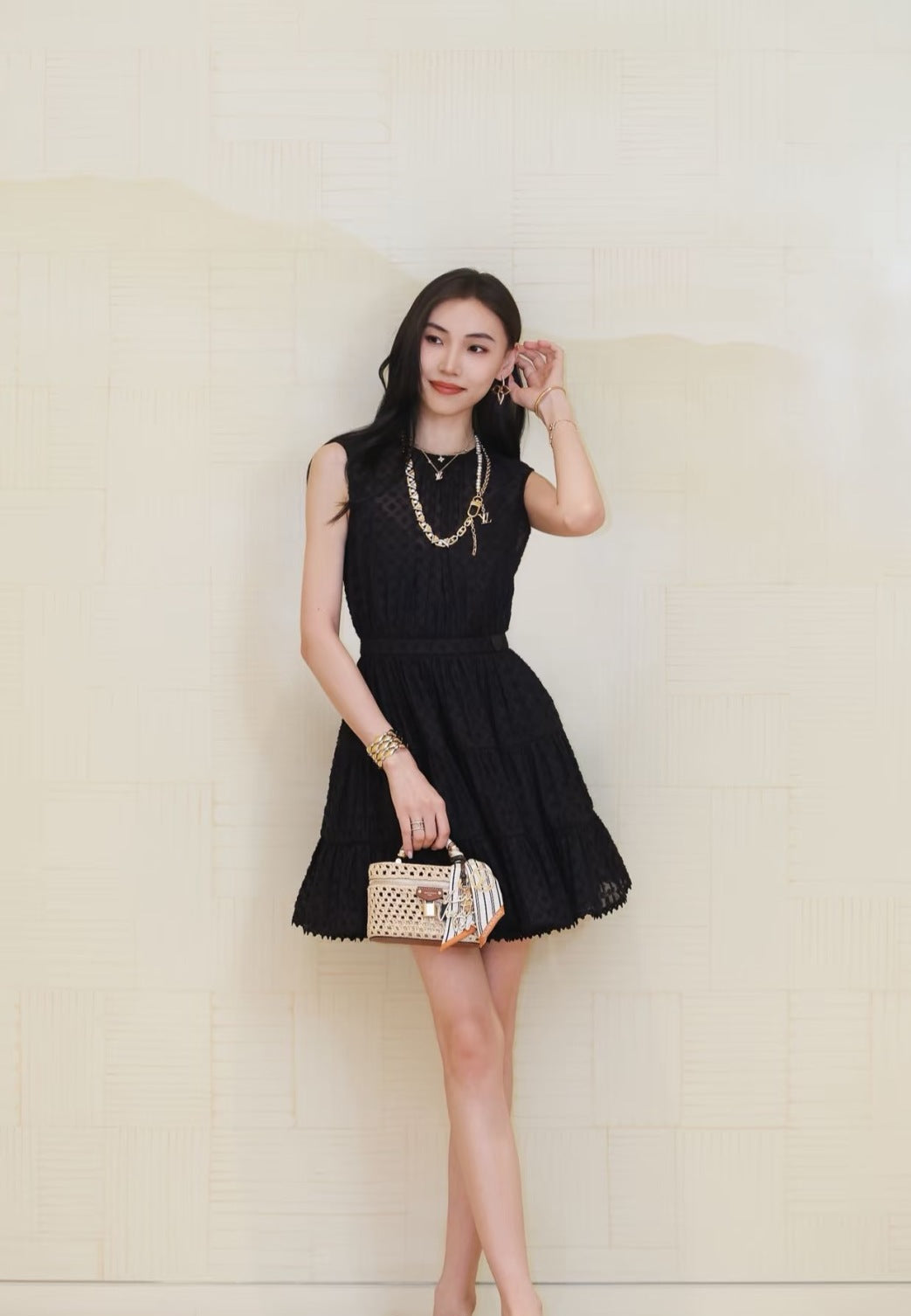 Loui* 25ss monogram jacquard tiered dress