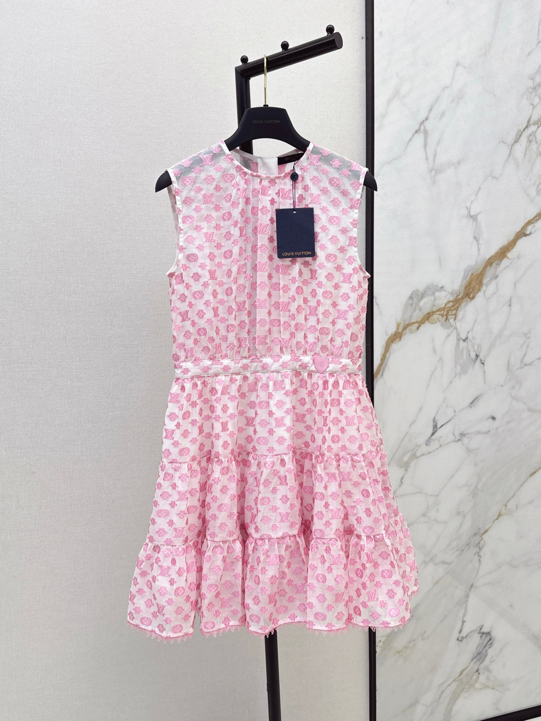 Loui* 25ss monogram jacquard tiered dress