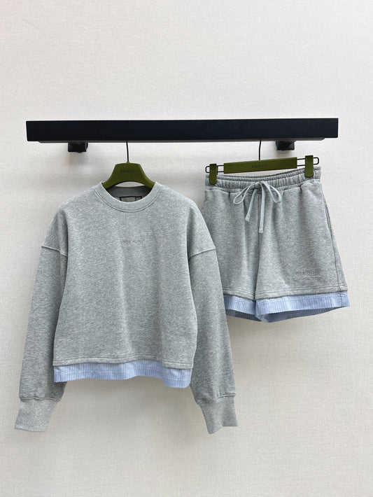 Gu* 25ss embroidered cotton sweatshirt set
