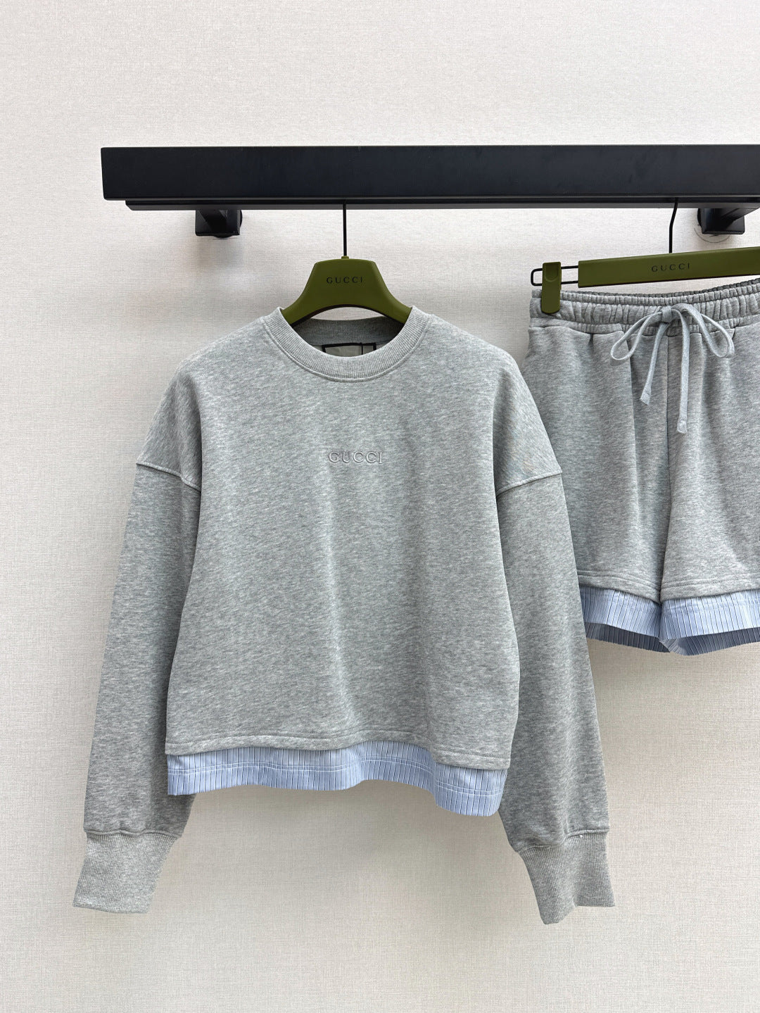 Gu* 25ss embroidered cotton sweatshirt set