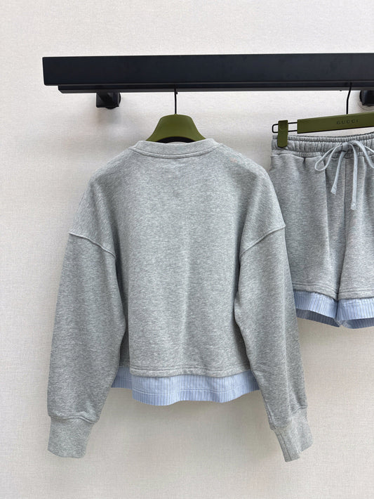 Gu* 25ss embroidered cotton sweatshirt set