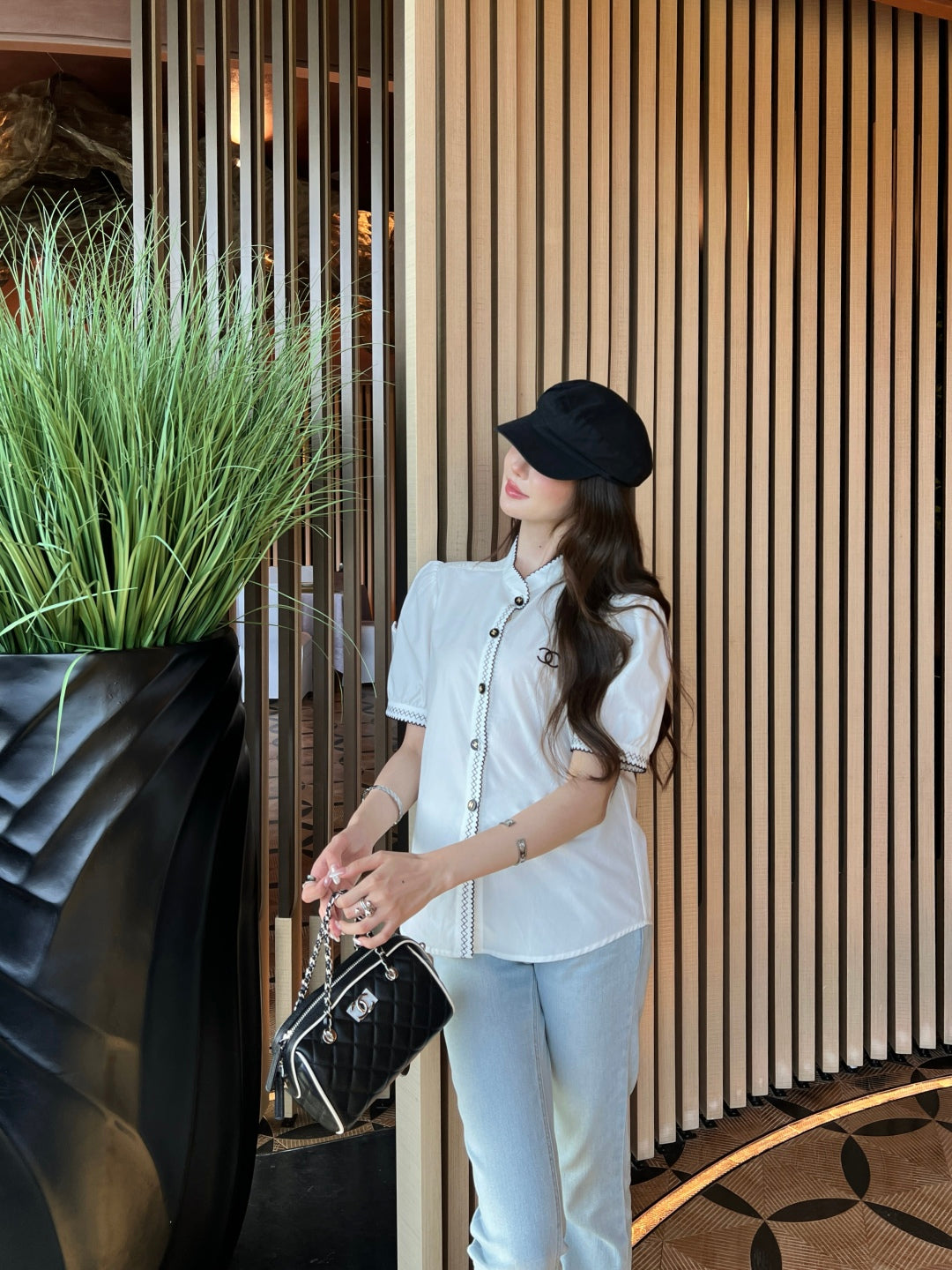 C*nel 25ss embroidered short-sleeve shirt